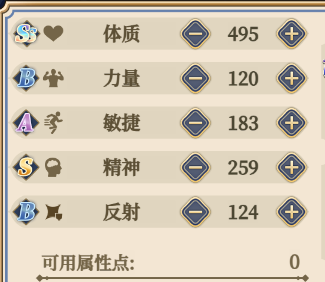 早上11点开服，玩到现在，也算有点心得，跟大家分享一下。

目前游戏主要是以招募英雄然后参加赛季pvp为主，主要分为3个职业：骑士（坦克），战士，游侠。 

每个英雄都会获得风，火，水，土属性，属性可以组成羁绊，每个羁绊的属性增益是不一样的。

初始属性天赋，技能，技能

初始属性：