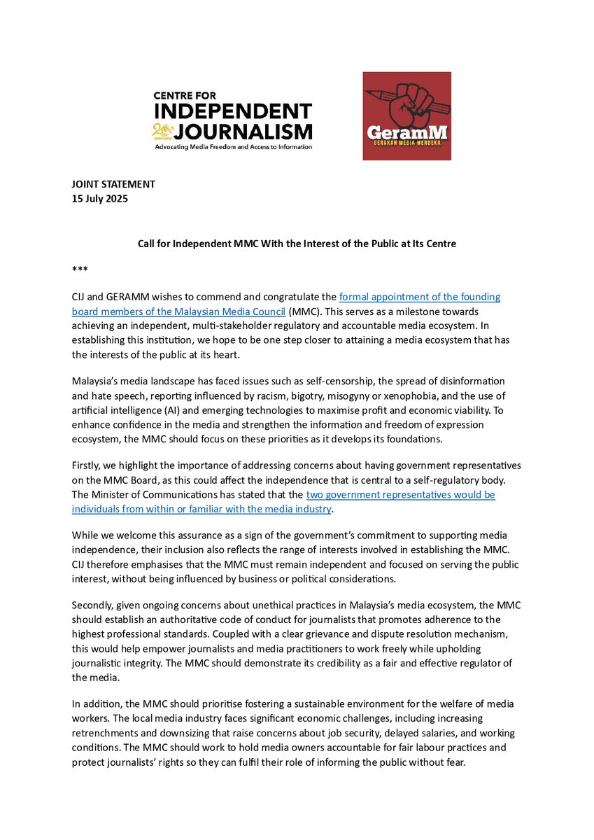 Centre for Independent Journalism tweet media
