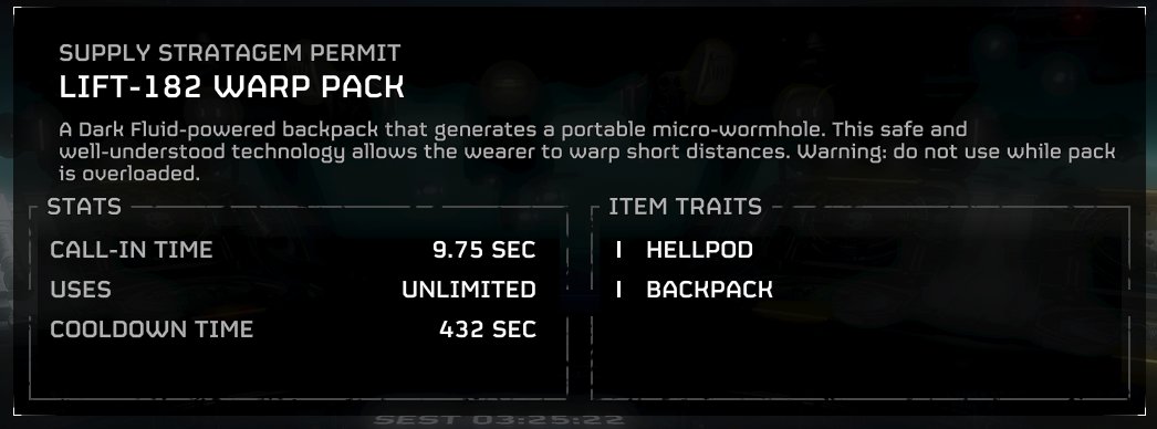 Iron_S1ghts's tweet image. LIFT-182 Warp Pack
#Helldivers2