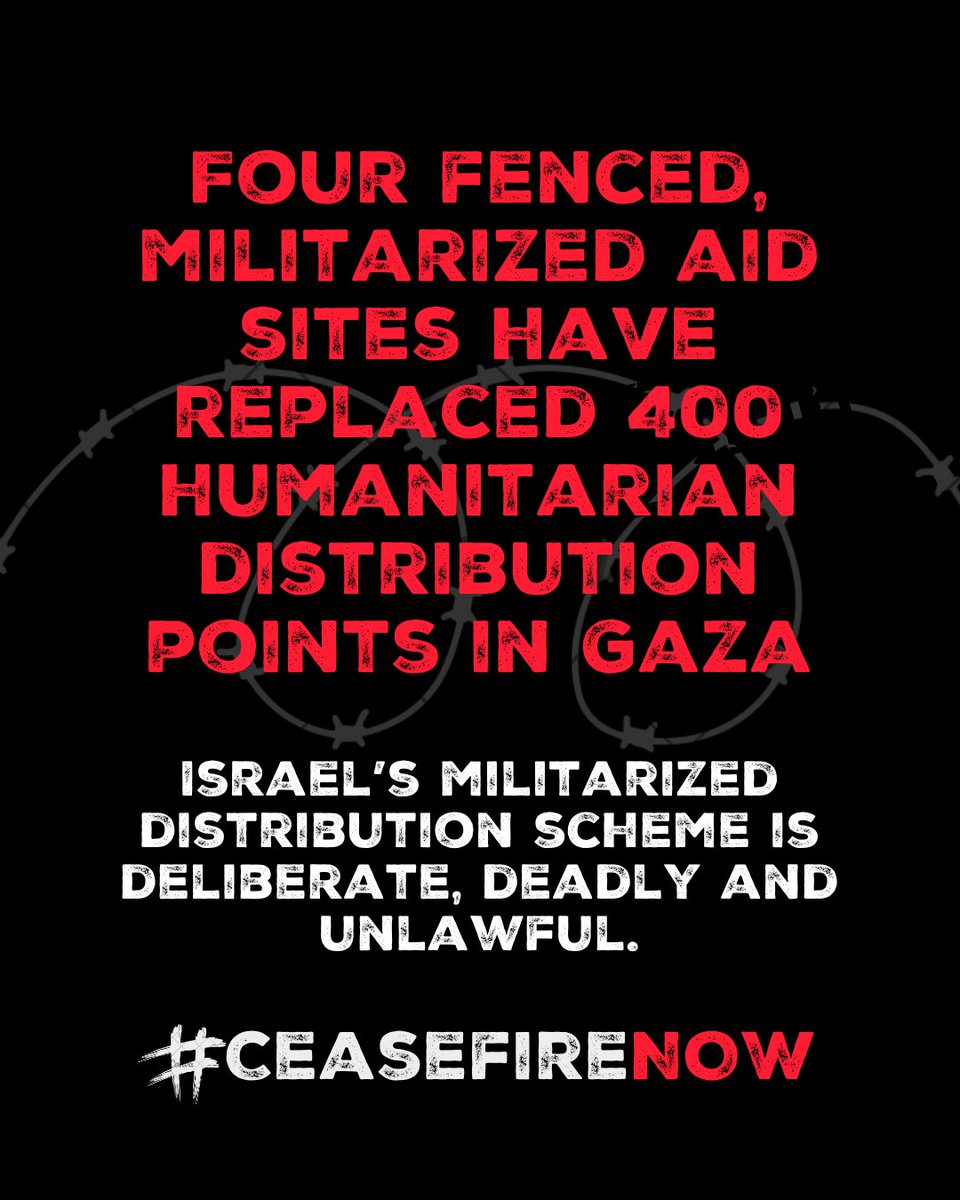 Petr Stefan (@petstf) on Twitter photo Food should never come with gunfire.
Over 500 Palestinians have been killed and 4,000 injured under Israel’s militarized distribution scheme in #Gaza.
This is not a humanitarian response.
More than 200 organizations, including <a href="/people_in_need/">People in Need</a>, are calling for an end to this Food should never come with gunfire.
Over 500 Palestinians have been killed and 4,000 injured under Israel’s militarized distribution scheme in #Gaza.
This is not a humanitarian response.
More than 200 organizations, including <a href="/people_in_need/">People in Need</a>, are calling for an end to this