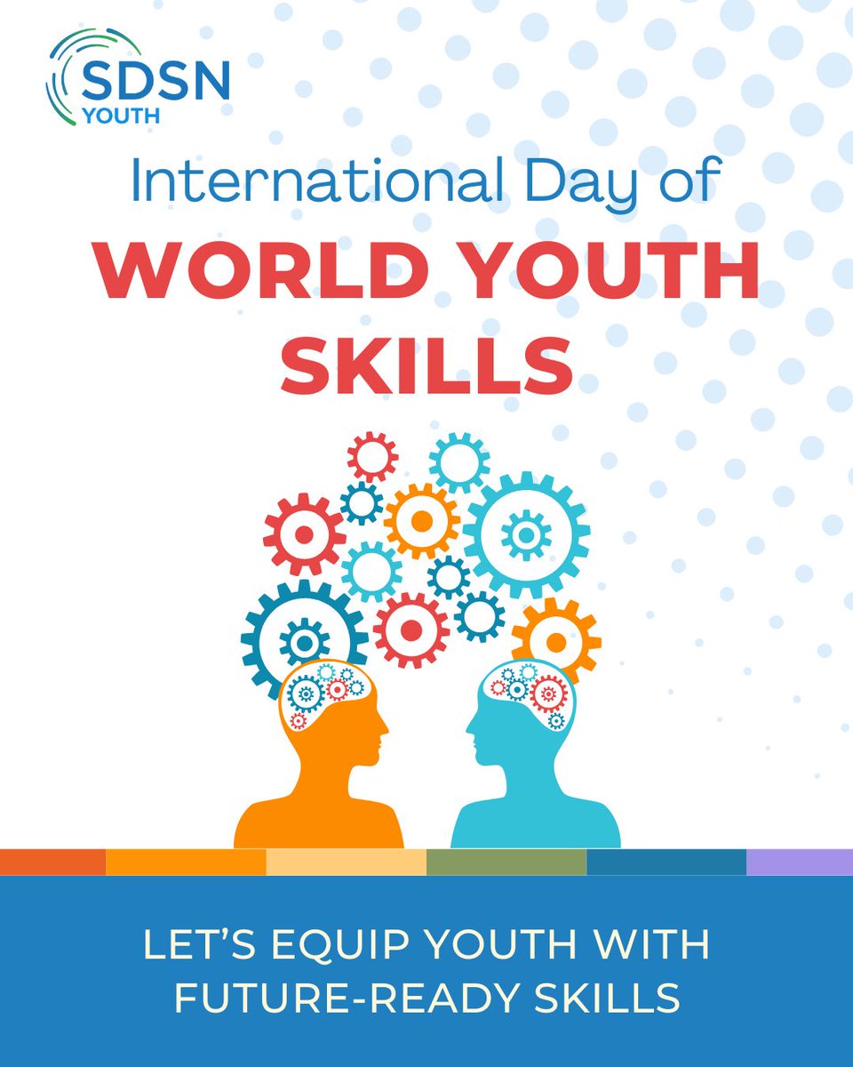 📣 Happy World Youth Skills Day! 
Today, we recognize the importance of equipping youth worldwide with the necessary skills to achieve the #SDGs. 

Join us to support this vision and recognize youth as agents of change. 
#WYSD2025 #SDSNYouthInAction