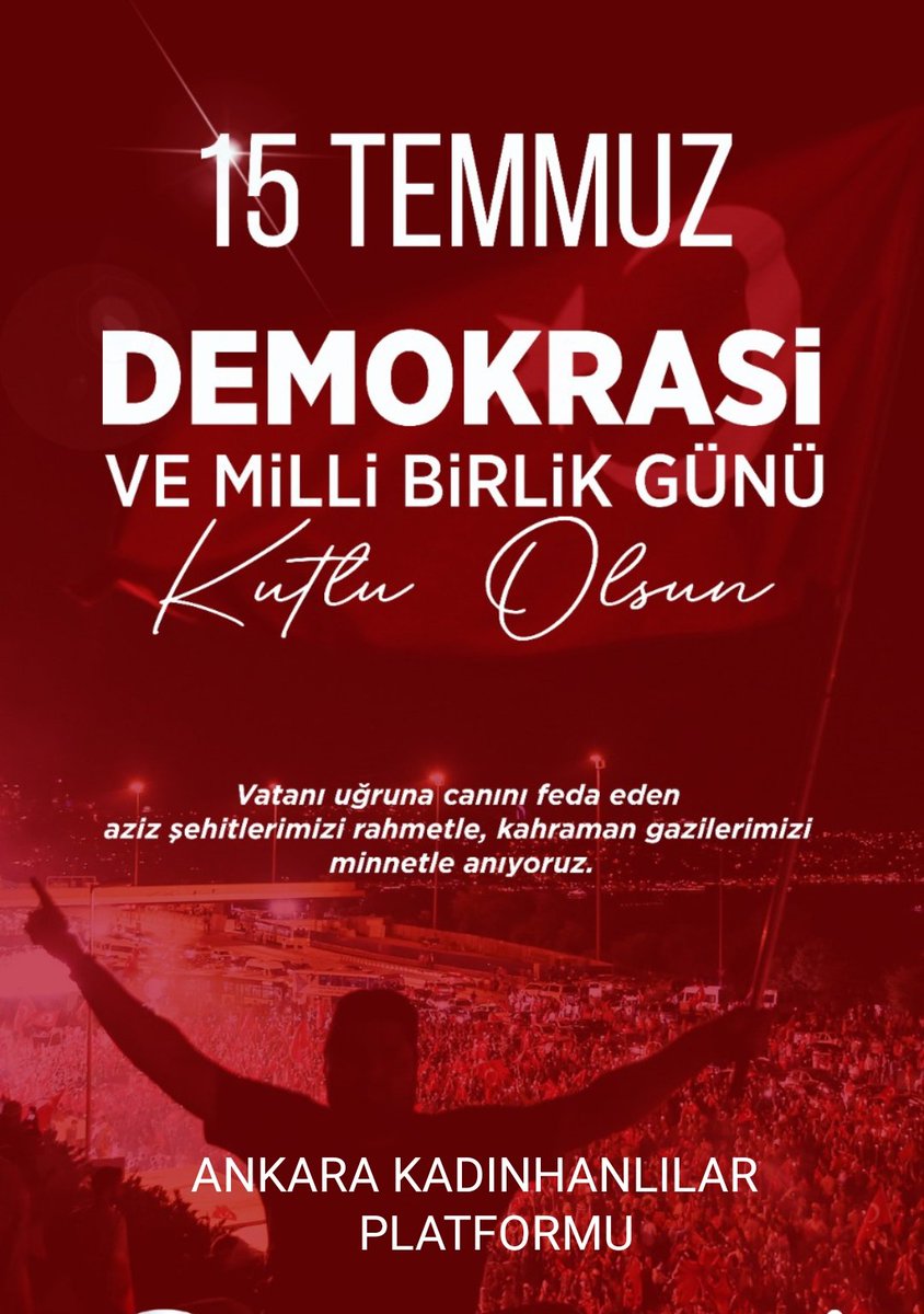 #15TemmuzDemokrasiveMilliBirlikGünü  kutlu olsun.