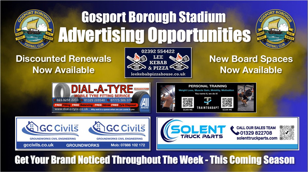 𝗔𝗱𝘃𝗲𝗿𝘁𝗶𝘀𝗶𝗻𝗴 &amp; 𝗦𝗽𝗼𝗻𝘀𝗼𝗿𝘀𝗵𝗶𝗽 𝗢𝗽𝗽𝗼𝗿𝘁𝘂𝗻𝗶𝘁𝗶𝗲𝘀 - 𝗔𝘁 𝗧𝗵𝗲 𝗕𝗢𝗥𝗢’ 📣

More information ℹ️👇
🔗: gosportboroughfc.com

#UpTheBoro #UTB