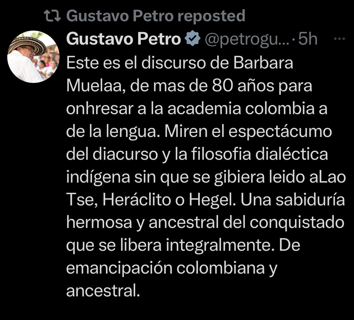 Lo escribió hace 5 horas, o sea un poco antes de la media noche de ayer. ¿Es normal que esto nos gobierne?
