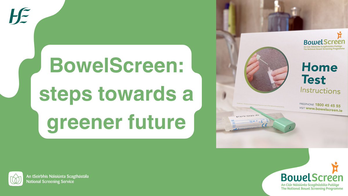 From August 2025, #BowelScreen return envelopes will be 100% recyclable.

A practical step for a greener, healthier future, this initiative supports the HSE Climate Action Strategy 2023-2050.

Read more: tinyurl.com/bowelscreen-gr…

#ChooseScreening