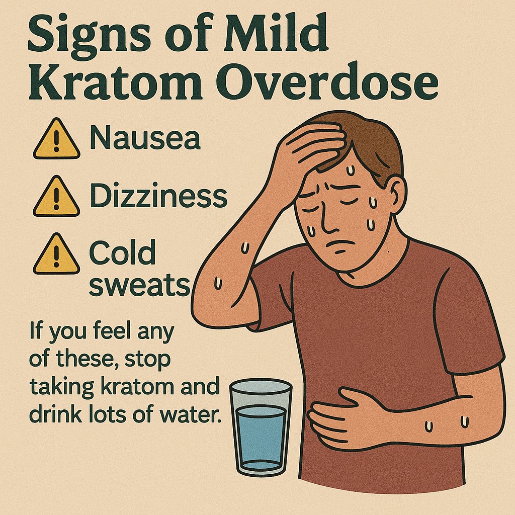 KratomExplorer's tweet image. Signs of Mild Kratom Overdose
⚠️ Nausea
⚠️ Dizziness
⚠️ Cold sweats
If you feel any of these, stop taking kratom and drink lots of water.

#kratomexplorer #kratomawareness #kratomsafetyfirst #listentoyourbody #responsibleuse