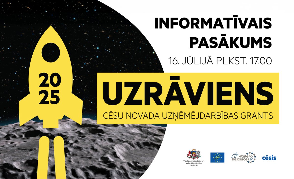 Esošie un topošie uzņēmēji, tiekamies! 💡

Aicinām uz  informatīvo pasākumu par grantu konkursu "Uzrāviens 2025" 16. jūlijā plkst. 17.00 konceptvietā "Šūna", Rožu laukumā, Cēsīs.

📋 Nolikuma jaunumi, pieteikumu padomi, pieredzes stāsti.

🔗 Vairāk: cesis.lv/lv/novads/aktu…