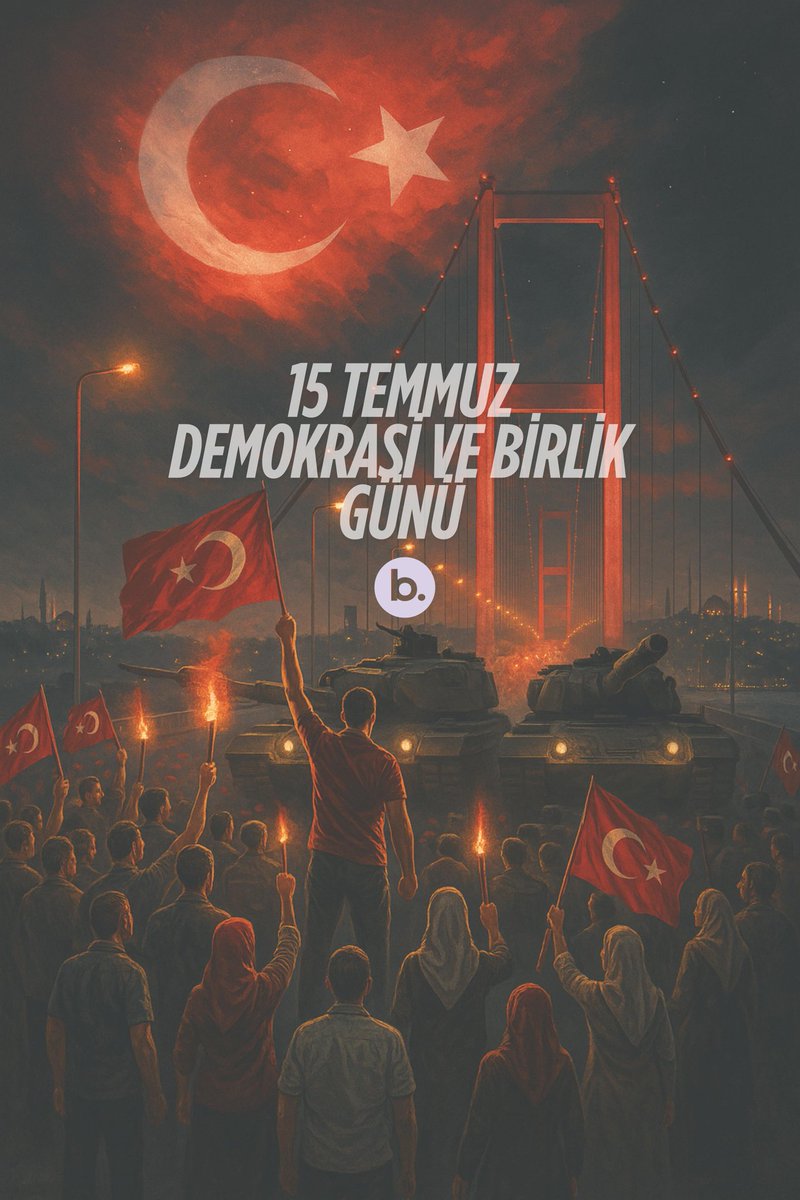 🇹🇷 15 Temmuz Demokrasi ve Millî Birlik Günü'nde Demokrasimizin teminatı aziz şehitlerimizi rahmetle, kahraman gazilerimizi minnetle anıyoruz.

#15TemmuzDestanı