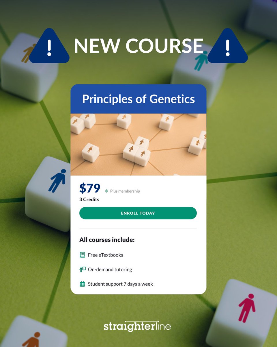 #HealthcareStudents, this one's for you! Our newest course, Principles of Genetics, is now ACE-recommended and available at straighterline.com/online-college….