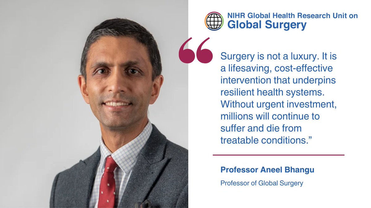 NIHR Global Surgery (@nihr_gsu) on Twitter photo 160M people go without surgery each year, most in low- & middle-income countries.
“Surgery is not a luxury. It’s lifesaving & cost-effective.” – Prof <a href="/aneelbhangu/">Aneel Bhangu</a>
New <a href="/TheLancet/">The Lancet</a> study urges urgent action to fix global surgical care.
🔗 globalsurgeryunit.org/millions-denie… 160M people go without surgery each year, most in low- & middle-income countries.
“Surgery is not a luxury. It’s lifesaving & cost-effective.” – Prof <a href="/aneelbhangu/">Aneel Bhangu</a>
New <a href="/TheLancet/">The Lancet</a> study urges urgent action to fix global surgical care.
🔗 globalsurgeryunit.org/millions-denie…