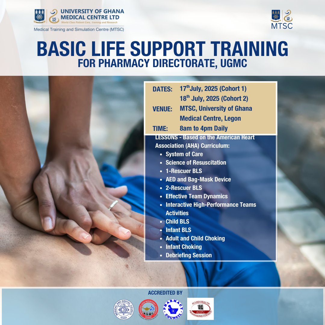 UGMCSim's tweet image. COMING UP: Basic Life Support (CPR) training for in-house pharmacists as part of our staff development programme

#ugmcsim #healthsimulation #simulation #cpd #healthcare #heatheducation #events #rentals #ugmc #mtsc