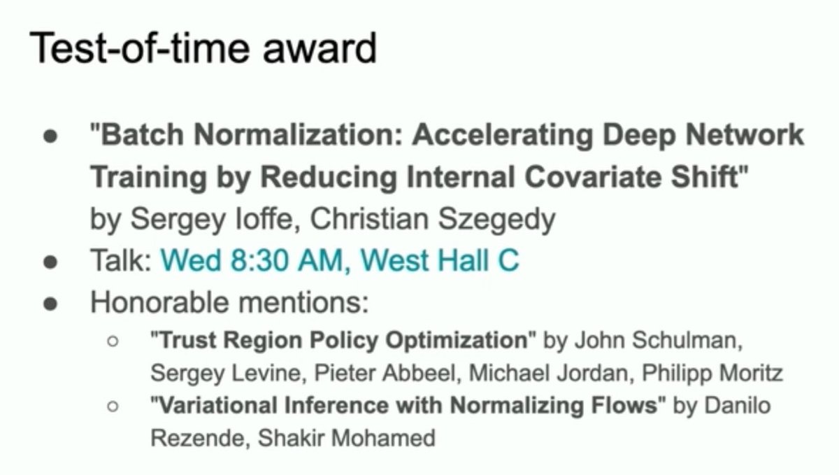 BatchNorm wins the Test-of-Time Award at #ICML2025! 🎉

BatchNorm revolutionized deep learning by addressing internal covariate shift, which can slow down learning, limits learning rates, and makes it difficult to train deep networks.

By normalizing inputs within each