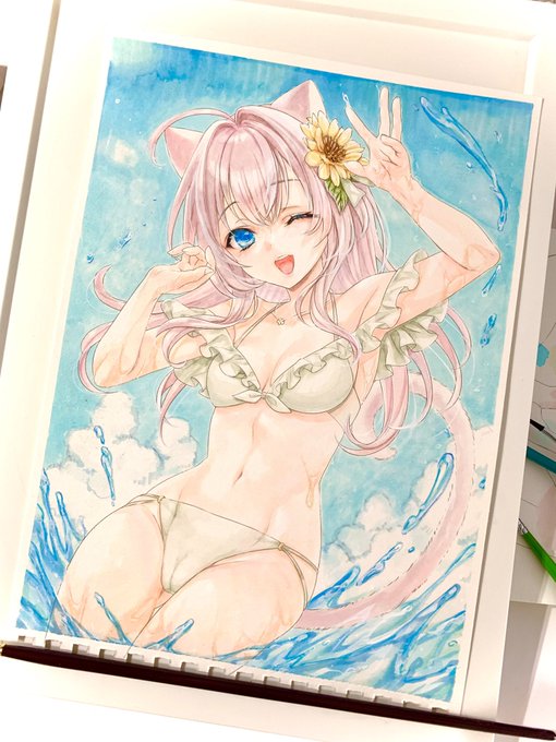 水着てゆてゆ #アナログイラスト