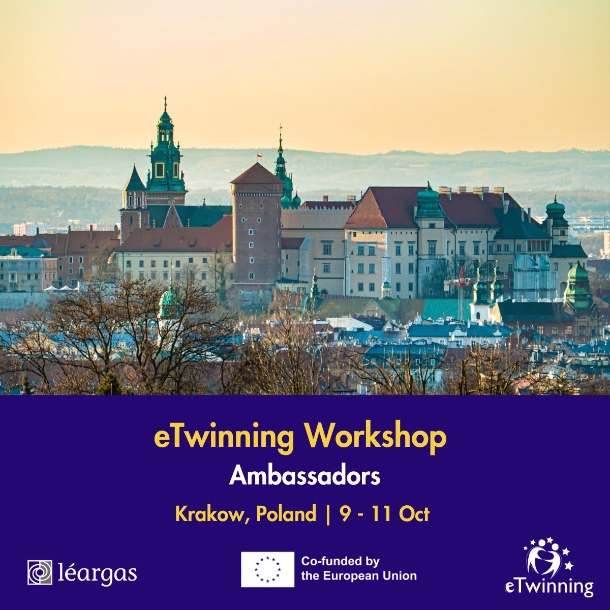 eTwinning Ireland (@leargas_etwinn) on Twitter photo 📢 Calling all Irish #eTwinning ambassadors!
Applications are now open for the upcoming Ambassador Workshop.
📅 9-11 October
📍 Krakow, Poland
✍️ Applications close on 25 July. Email etwinning@leargas.ie for more information. 📢 Calling all Irish #eTwinning ambassadors!
Applications are now open for the upcoming Ambassador Workshop.
📅 9-11 October
📍 Krakow, Poland
✍️ Applications close on 25 July. Email etwinning@leargas.ie for more information.