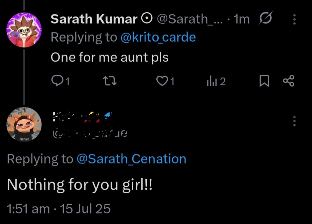 Sarath Kumar ⨀ (@sarath_cenation) on Twitter photo First things first 
I'm here to clarify a thing that happens to me for a long day in <a href="/monad_xyz/">Monad ⨀</a> dc, tg and X
I'm not a girl and my name is SARATH (Indian male name) Not sara/sarah.
So, kindly don't call me a girl 😭
Especially to those who know I'm a guy and still do this First things first 
I'm here to clarify a thing that happens to me for a long day in <a href="/monad_xyz/">Monad ⨀</a> dc, tg and X
I'm not a girl and my name is SARATH (Indian male name) Not sara/sarah.
So, kindly don't call me a girl 😭
Especially to those who know I'm a guy and still do this