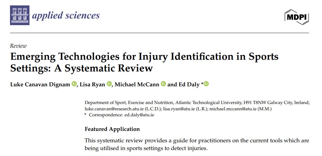 Dr Ed Daly (@ed_eddaly) on Twitter photo Delighted to share the first article (systematic review) by one of our #TU #RISE #PhD students <a href="/LukeCanavanD/">Luke Canavan</a> His research focused on #EmergingTech which may assist in the identification of #injuries in #sports settings. Full version here mdpi.com/2076-3417/15/1… Delighted to share the first article (systematic review) by one of our #TU #RISE #PhD students <a href="/LukeCanavanD/">Luke Canavan</a> His research focused on #EmergingTech which may assist in the identification of #injuries in #sports settings. Full version here mdpi.com/2076-3417/15/1…