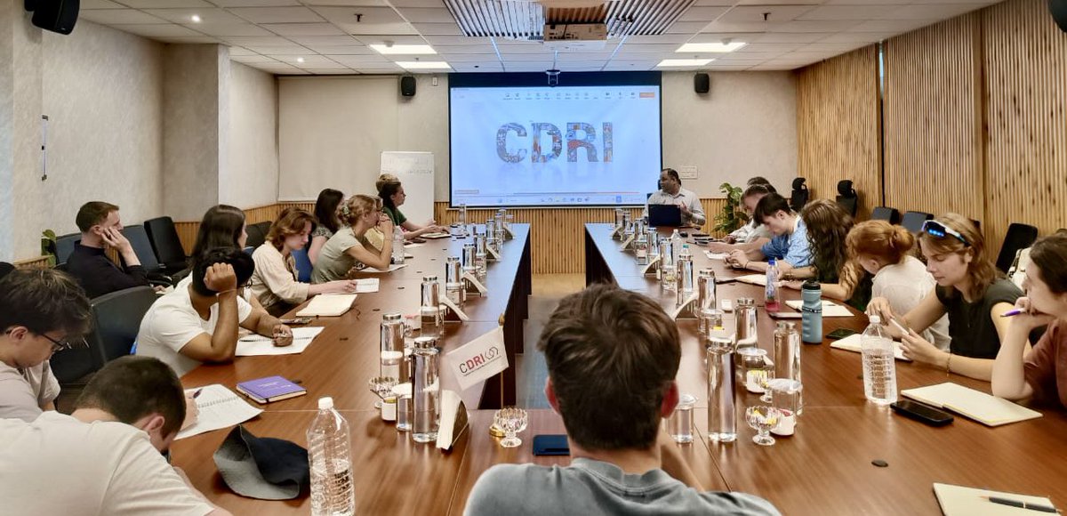 cdri_world's tweet photo. We were pleased to welcome a delegation of students from @durham_uni at @cdri_world HQ.
The interactive session focused on #GIRI, #IRAX, and the #Fellowship programme - all aimed at strengthening climate and disaster #resilientinfrastructure worldwide. https://t.co/k1HUxnmSBc