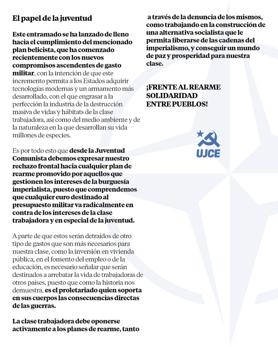 ¡Frente al Rearme Imperialista, Solidaridad entre Pueblos!.

🔗ujce.org/frente-al-rear…
