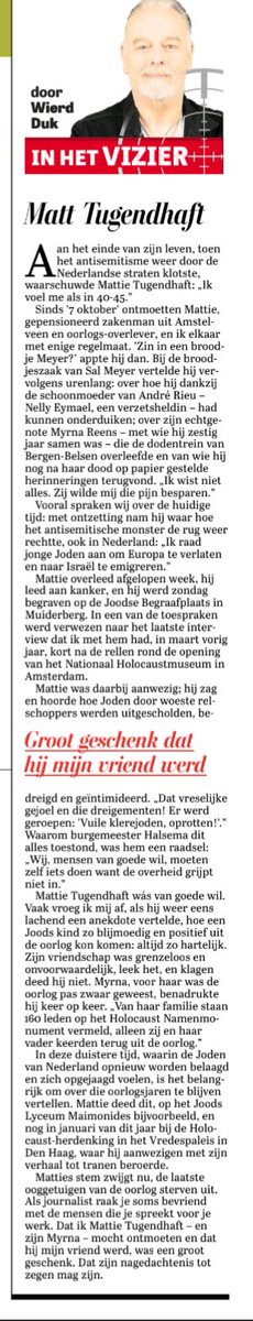 Wierd Duk over Matt Tugendhaft 
'Dat zijn nagedachtenis tot zegen mag zijn' 💔