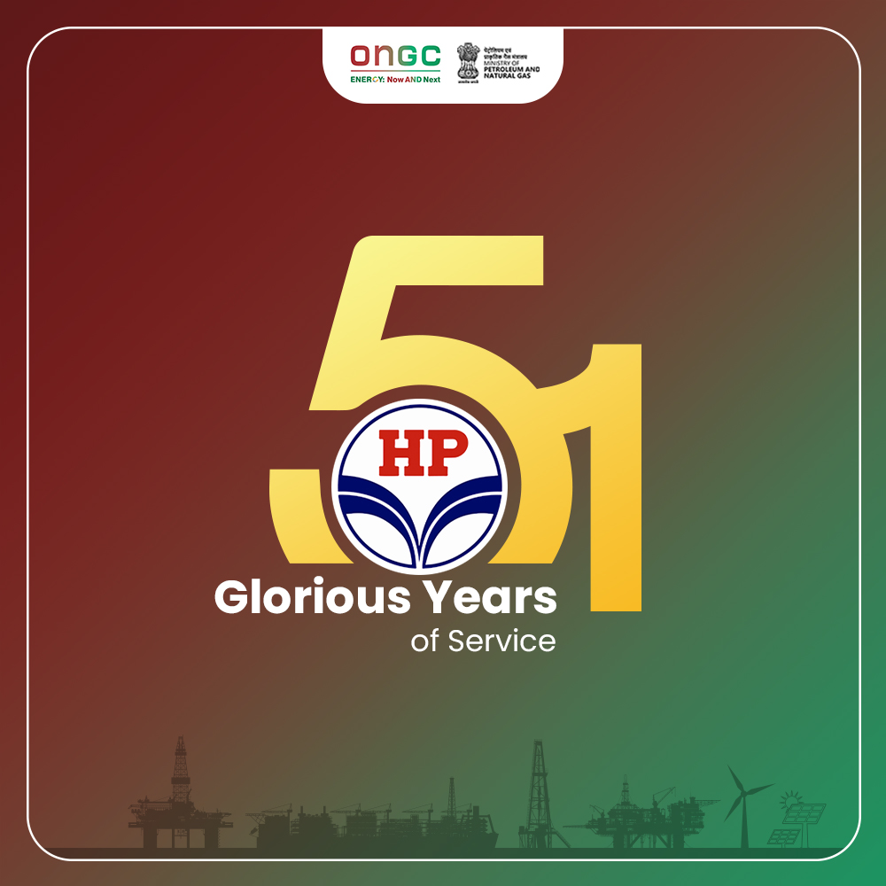 ONGC_'s tweet image. A legacy of powering progress. A journey of resilience, excellence, and innovation.

On the 51st Foundation Day of #Maharatna @HPCL, #ONGC congratulates one of India’s most iconic energy institutions, a #Fortune500 company, and our valued subsidiary since 2018.

From operating