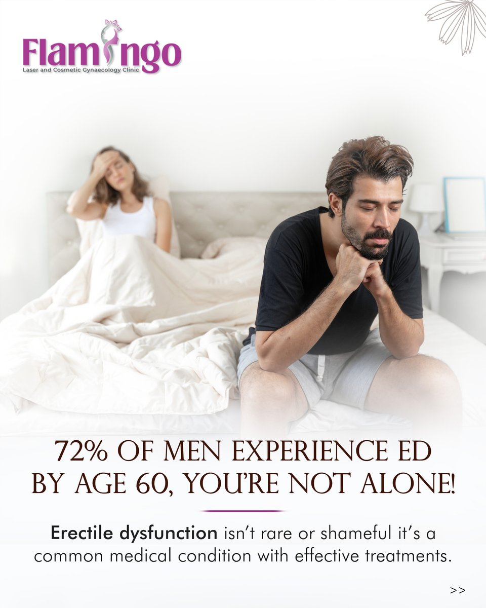 Flamingoclinics's tweet image. 72% of men face Erectile Dysfunction by age 60 — but there’s help.
At Flamingo Clinics, we offer proven, non-invasive treatments 
.
.
#FlamingoClinics #EDTreatment #ErectileDysfunctionHelp #MensHealthMatters #SexualWellness #ShockwaveTherapy #EDRecovery #FlamingoGynaecology