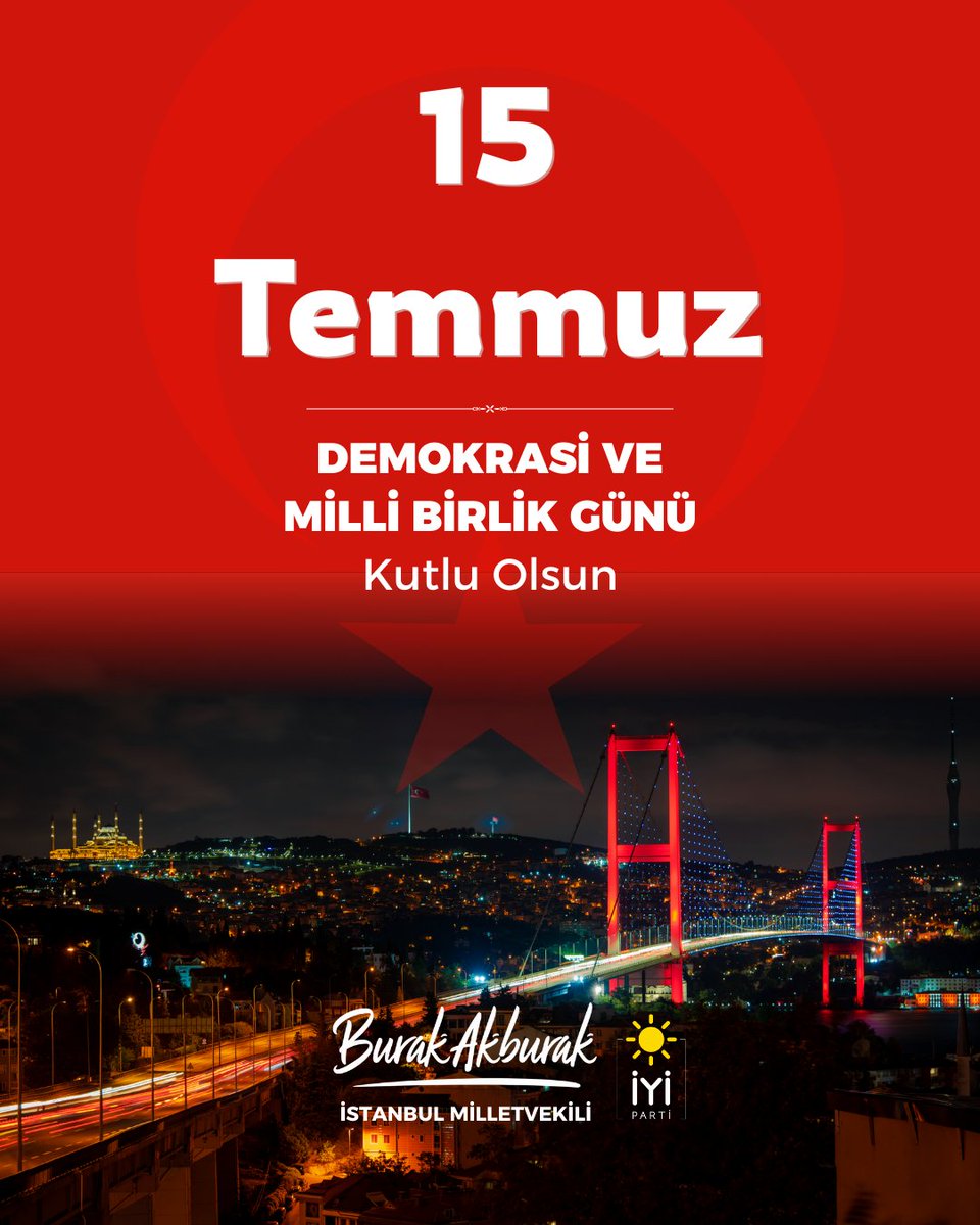 15 Temmuz 2016’da milletimizin iradesine, Meclisimize, güvenlik güçlerimize kasteden FETÖ’cü hainler, karşılarında dimdik duran bir halk buldu.
Devlet ve millet omuz omuza vererek bu ihaneti durdurdu.

Demokrasimizi canı pahasına savunan tüm şehitlerimizi rahmetle, gazilerimizi