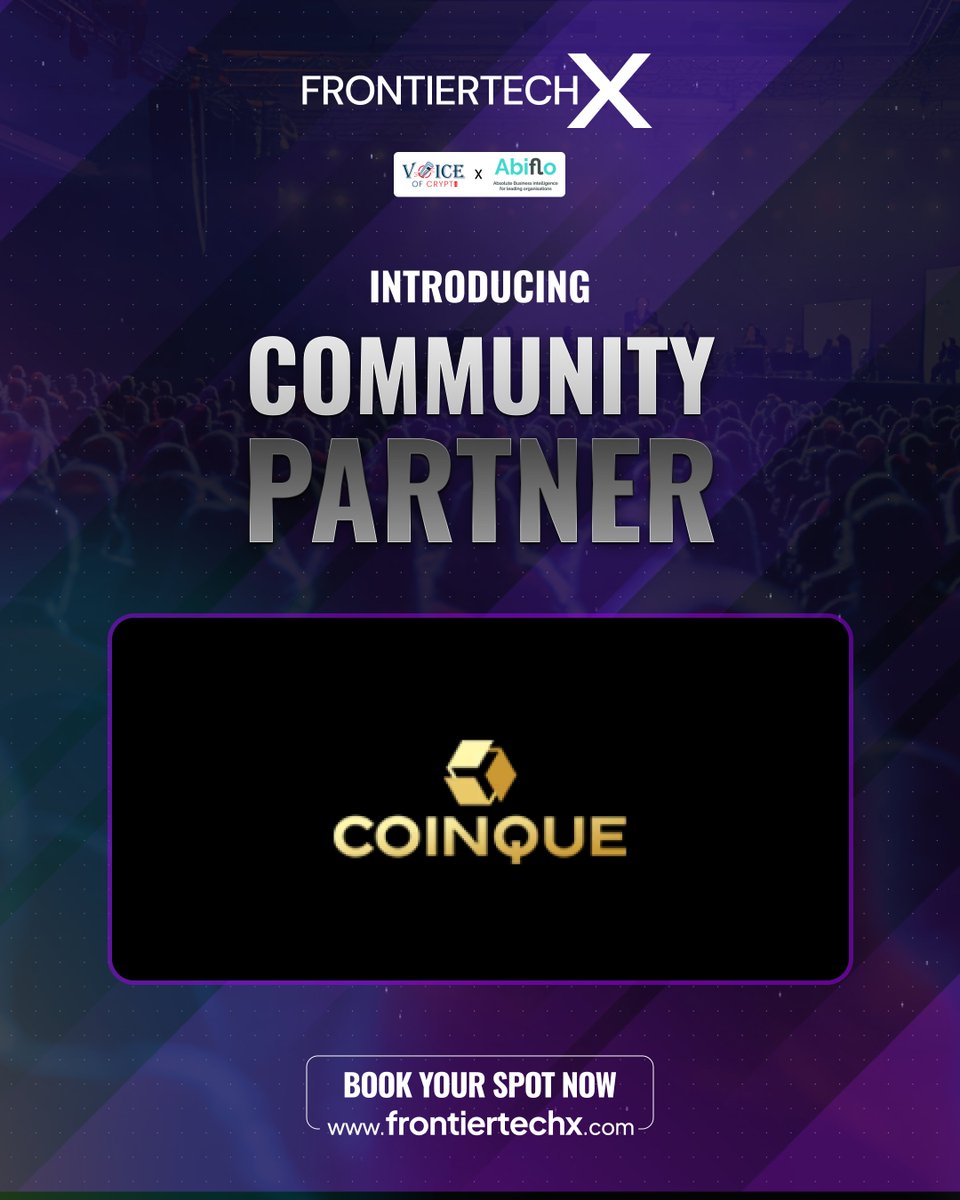 🚀 Thrilled to welcome <a href="/Coinque_/">CoinQue</a> as a community partner for #FrontierTechX London 2025 — bringing their blockchain expertise &amp; insights to the frontier!

🗓️ July 22 | 📍 London
🎟️ lu.ma/qbbycvzp
🌐 frontiertechx.com
🔗 coinqueconsulting.com