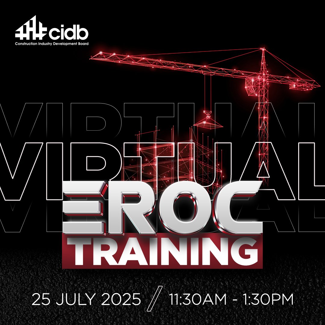 Construction Industry Development Board (@cidb_sa) on Twitter photo ๐ง ๐๐๐ถ๐น๐ฑ๐ถ๐ป๐ด ๐๐ผ๐๐ฟ ๐๐ฎ๐ ๐๐ผ ๐ฐ๐ผ๐บ๐ฝ๐น๐ถ๐ฎ๐ป๐ฐ๐ฒ ๐ท๐๐๐ ๐ด๐ผ๐ ๐ฒ๐ฎ๐๐ถ๐ฒ๐ฟ.
Join us for our next #๐ฐ๐ถ๐ฑ๐ฏ #๐ฒ๐ฅ๐ผ๐ ๐๐ฟ๐ฎ๐ถ๐ป๐ถ๐ป๐ด ๐๐ฒ๐๐๐ถ๐ผ๐ป on ๐๐ฟ๐ถ๐ฑ๐ฎ๐, ๐ฎ๐ฑ ๐๐๐น๐ from ๐ญ๐ญ:๐ฏ๐ฌ ๐๐ผ ๐ญ๐ฏ:๐ฏ๐ฌ, designed to help contractors like you register, ๐ง ๐๐๐ถ๐น๐ฑ๐ถ๐ป๐ด ๐๐ผ๐๐ฟ ๐๐ฎ๐ ๐๐ผ ๐ฐ๐ผ๐บ๐ฝ๐น๐ถ๐ฎ๐ป๐ฐ๐ฒ ๐ท๐๐๐ ๐ด๐ผ๐ ๐ฒ๐ฎ๐๐ถ๐ฒ๐ฟ.
Join us for our next #๐ฐ๐ถ๐ฑ๐ฏ #๐ฒ๐ฅ๐ผ๐ ๐๐ฟ๐ฎ๐ถ๐ป๐ถ๐ป๐ด ๐๐ฒ๐๐๐ถ๐ผ๐ป on ๐๐ฟ๐ถ๐ฑ๐ฎ๐, ๐ฎ๐ฑ ๐๐๐น๐ from ๐ญ๐ญ:๐ฏ๐ฌ ๐๐ผ ๐ญ๐ฏ:๐ฏ๐ฌ, designed to help contractors like you register,