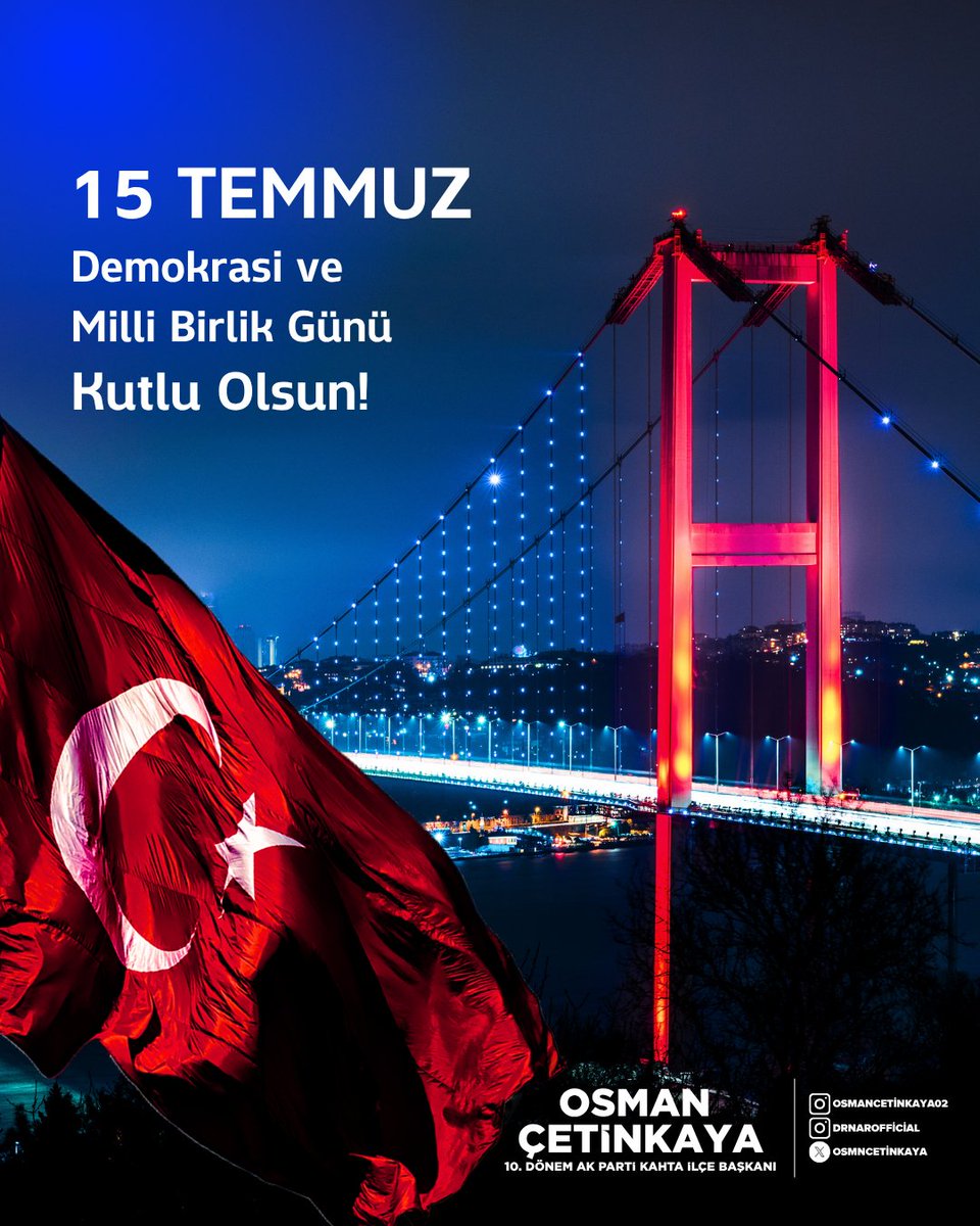 Bugün, demokrasimize ve özgürlüğümüze sahip çıkmak için canlarını feda eden kahramanlarımızı anıyoruz. 15 Temmuz 2016’da, milletimizin gösterdiği destansı direnişle hain darbe girişimi püskürtüldü. 

Bu gün, birlik ve beraberliğimizin, demokrasimizin teminatı olduğunu bir kez