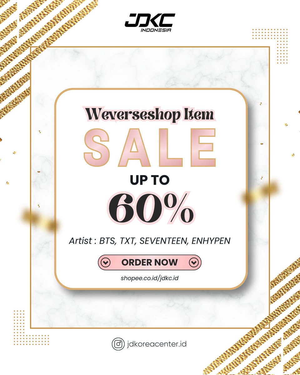 jdkc_id's tweet image. 📢 SALE SALE SALE 📢

BIG SALE 😍 UP TO 60% 🤩
Untuk seluruh produk Weverseshop.
Lengkap dari BTS, TXT, SEVENTEEN sampai ENHYPEN 💜❤️💚

NO TIPU-TIPU, READY STOCK, SIAP KIRIM 🤗

Seperti biasa, stock terbatas ya kak 🥰

Cek Shopee JDKC INDONESIA sekarang juga!…