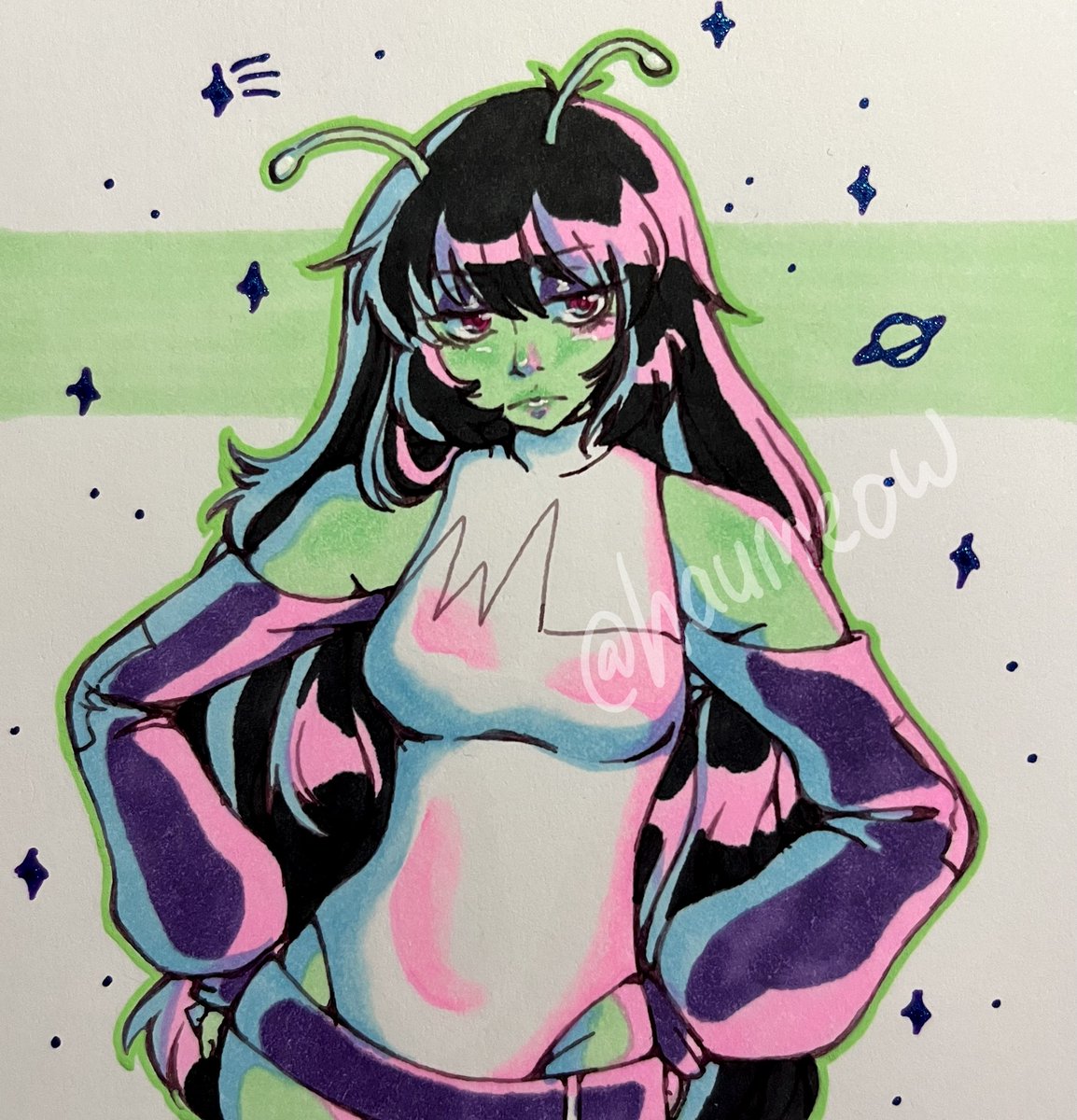 haumeow's tweet image. art fight! this is HARVEY100’s character Rave. i was experimenting with the rendering. i had no idea what i was doing but i think it turned out kinda nice.
#artfight2025 #originalcharacterart