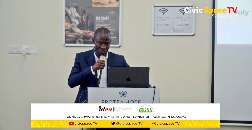 CIVIC SPACE TV (@civicspacetv) on Twitter photo 'Guns Everywhere: The military and transition politics in Uganda.' A report by IDEA and GLISS - showing on #CivicSpaceTV
Join the discussion via youtube.com/live/Bw6YgMiVK…
<a href="/ccgea1/">Center for Constitutional Governance (CCG)</a> <a href="/GodberTumushabe/">Godber Tumushabe</a> <a href="/SarahBireete/">Dr. Bireete Sarah</a> <a href="/JKiija/">Job Kiija</a> <a href="/karamagi_andrew/">Karamagi Andrew</a> 'Guns Everywhere: The military and transition politics in Uganda.' A report by IDEA and GLISS - showing on #CivicSpaceTV
Join the discussion via youtube.com/live/Bw6YgMiVK…
<a href="/ccgea1/">Center for Constitutional Governance (CCG)</a> <a href="/GodberTumushabe/">Godber Tumushabe</a> <a href="/SarahBireete/">Dr. Bireete Sarah</a> <a href="/JKiija/">Job Kiija</a> <a href="/karamagi_andrew/">Karamagi Andrew</a>
