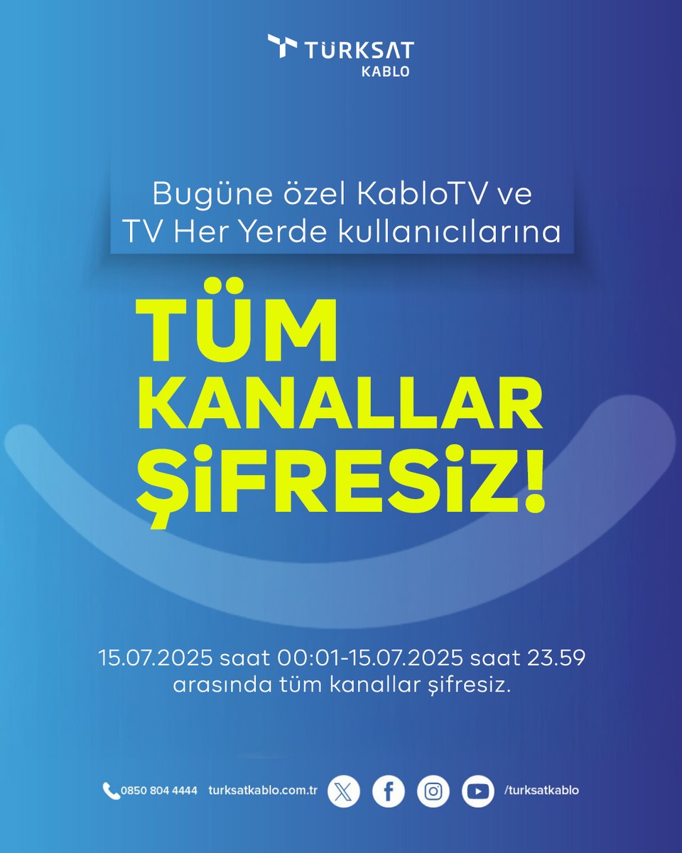 📺 15 Temmuz'a özel tüm kanallar şifresiz!

Bugün KabloTV ve TV Her Yerde üzerinden tüm kanalları şifresiz izleyebilirsiniz.