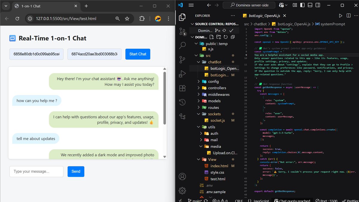 Kishukumar07's tweet photo. 🚀 Just integrated a Chatbot into my app! 🤖
Now users can chat, get help, and enjoy a smarter experience.
More features coming soon — stay tuned! 🔥
#Chatbot #AI #WebDevelopment #MERNStack #JavaScript #TechBuild #CodingLife #StartupJourney https://t.co/6X54qlRG0t
