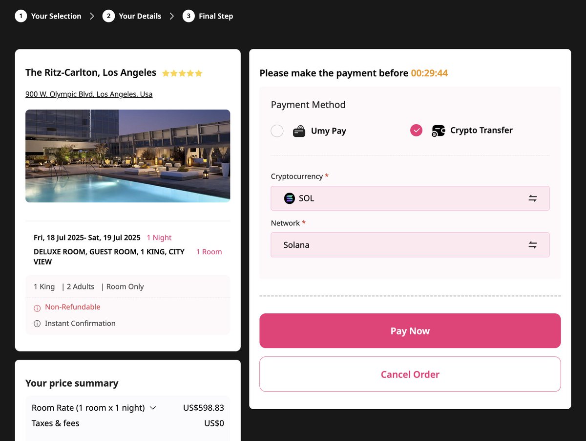 🚀 #Solana payments are now live on Umy! @solana You can now book hotels  worldwide using $SOL, #USDT (SOL), and #USDC (SOL) ✈️ ✓ No cards, no KYC ✓  Seamless crypto travel