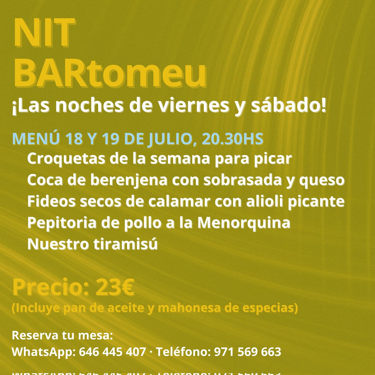 Menú BARtomeu y NIT de la semana (16 / 20 julio). El bar de Tomeu Caldentey Cuiner 😋 #23EurosDeSabor <a href="/TomeuCaldentey/">Tomeu Caldentey</a>