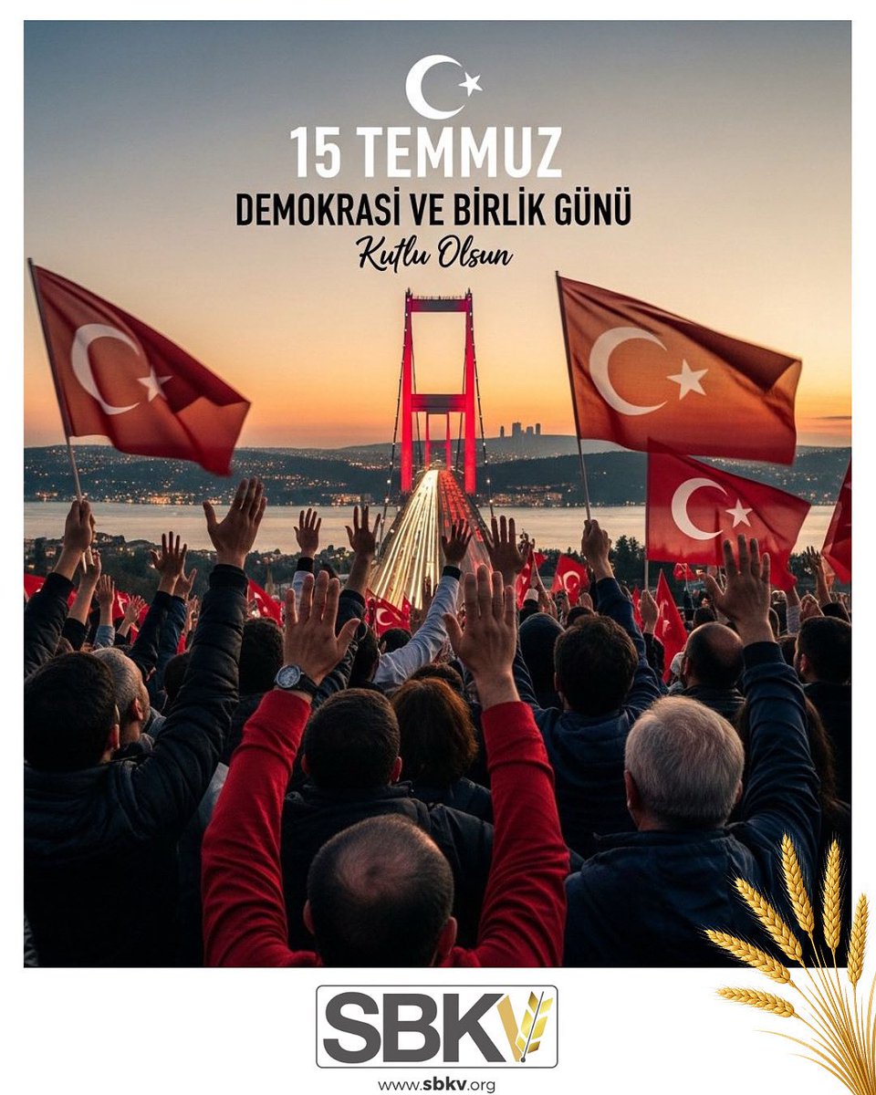 15 Temmuz, bir milletin iradesiyle yazdığı destandır. Demokrasiye sahip çıkan herkesi minnetle anıyoruz.
SBKV🌾🇹🇷

#15Temmuz #15TemmuzDestanı #DemokrasiVeMilliBirlikGünü