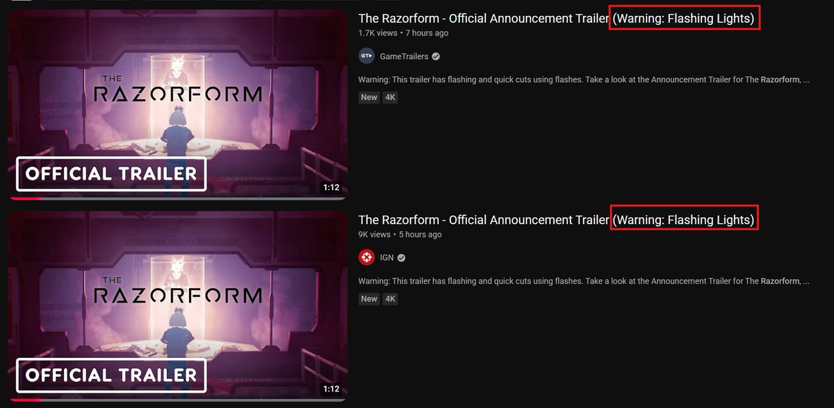Thank you <a href="/IGN/">IGN</a> for putting The Razorform announce trailer on your youtube channels 👍 Much appreciated.

Also, I learned today that I put too many flashing lights in my trailers 😅 I was just trying to get people's attention.. but apparently I went too far 💥💥💥 😵‍💫
