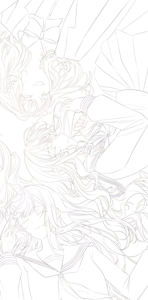 8iyeee's tweet image. 髪の線画、減らそうと思えば思うほど増える