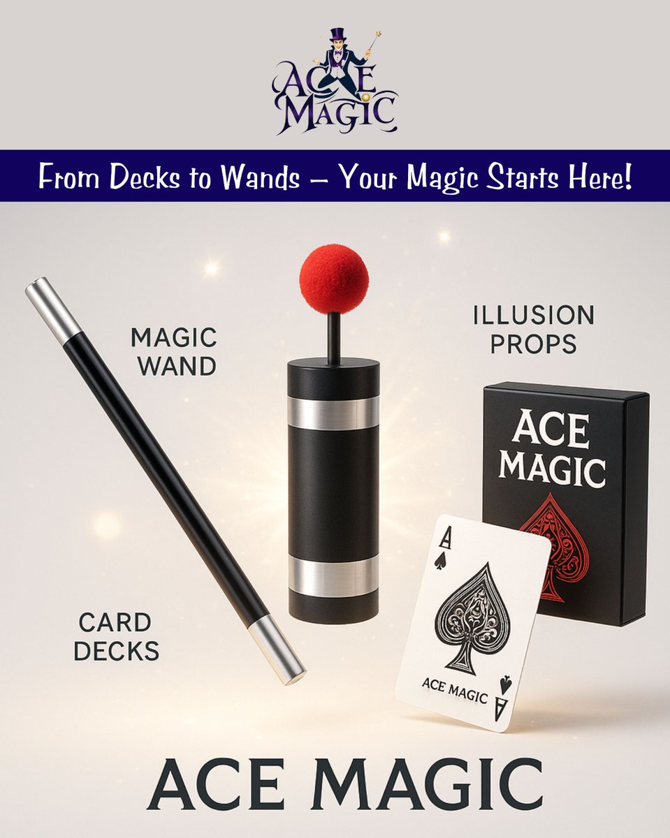 Acemagic2024's tweet image. ✨ Unleash the Magic with ACE MAGIC! 🎩
From classic card decks to mesmerizing illusion props and powerful wands – we've got everything you need to spark wonder.
#AceMagic #MagicProps #MagicianTools #CardDecks #IllusionMagic #MagicWand #PerformWithMagic #BeginnerMagician #Magic