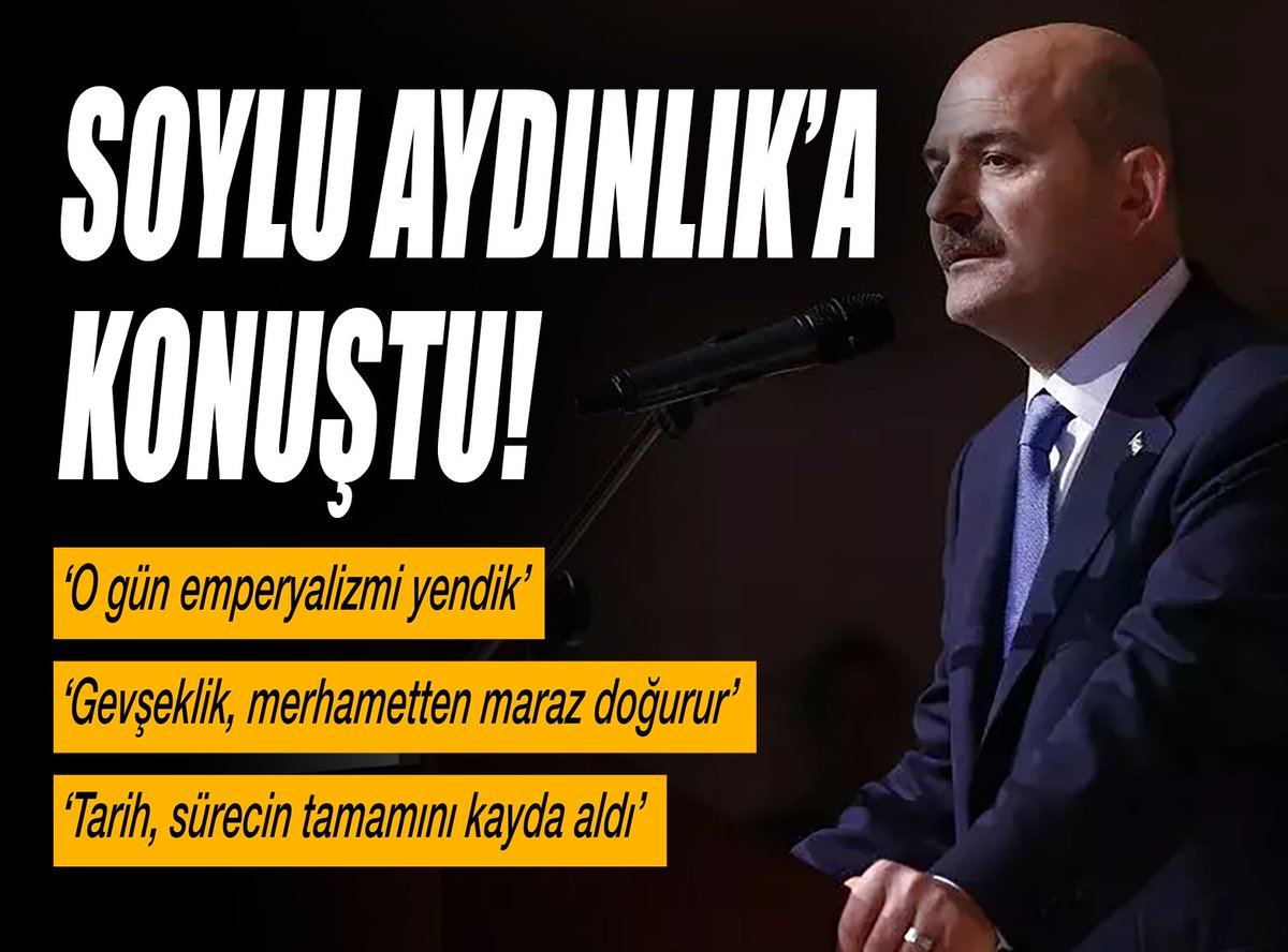 Süleyman Soylu, 15 Temmuz darbe girişiminin 9. yılında Aydınlık’a konuştu.

📌O gün emperyalizmi yendik
📌Küreselcileri FETÖ'den yoksun kıldık
📌Darbecilere gevşeklik, merhametten maraz doğurur
📌Tarih, sürecin tamamını kayda aldı

<a href="/aykutdis1/">Aykut Diş</a>'in haberi

aydinlik.com.tr/haber/suleyman…