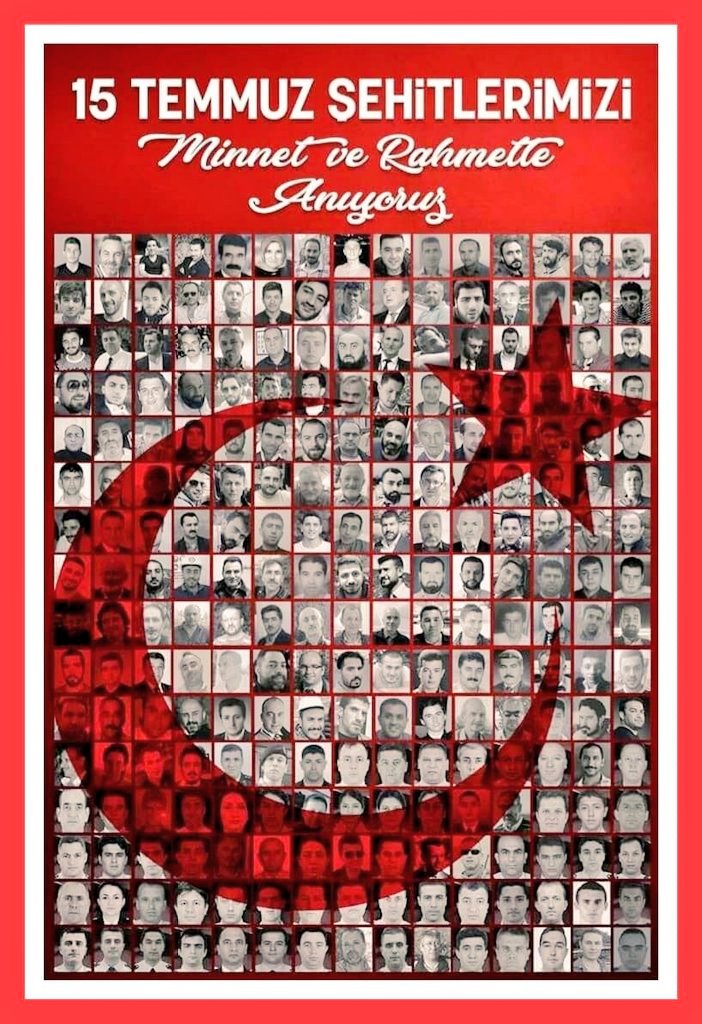 " Söz konusu Vatansa, gerisi teferruattır " anlayışı ile;
İradesine ipotek konulamayacağını gösterdiği gündür #15Temmuz Bir Milletin:
Tanklara Bombalara göğsünü siper ederek,Vatanına sahip çıktığı gündür. 

#15TemmuzuUnutma