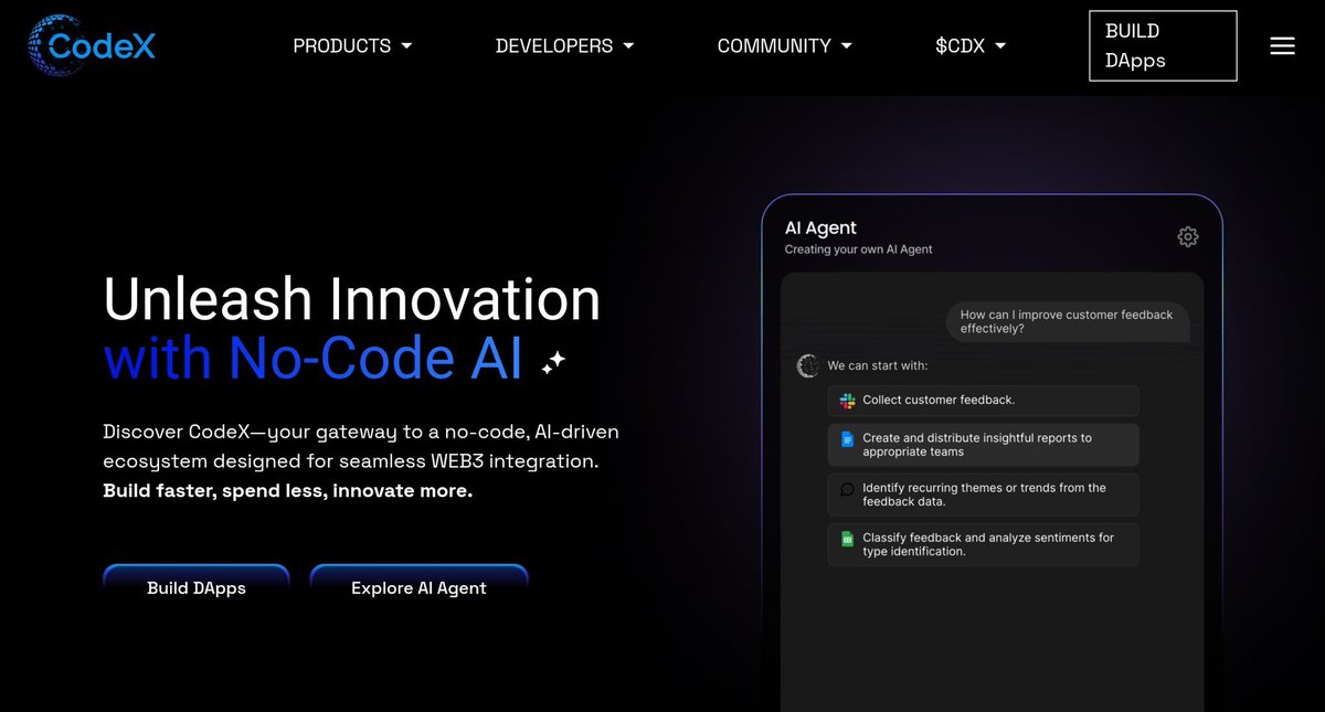 CryptoBoss (@cryptoboss1984) on Twitter photo Not financial advice, but my gut says $CDX is setting up for something big.
CodeXchain pioneers no-code AI and robotics, making Web2/Web3 builds effortless, massive.
<a href="/codexchain/">CodeXchain</a> just moved to Ethereum with 1B supply, and their #AI tech is legit. This ain't your average altcoin, Not financial advice, but my gut says $CDX is setting up for something big.
CodeXchain pioneers no-code AI and robotics, making Web2/Web3 builds effortless, massive.
<a href="/codexchain/">CodeXchain</a> just moved to Ethereum with 1B supply, and their #AI tech is legit. This ain't your average altcoin,