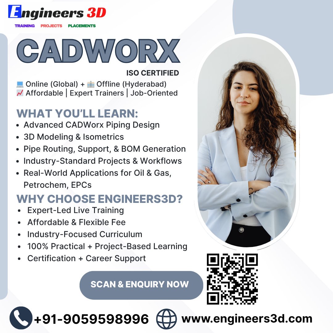 Engineers3d's tweet image. For enquiry click the link - forms.gle/7aoVLGcEkxMnBE…
Level up your career with 🔧 Piping Engineering - CADWorx at Engineers3D! 💥 Master 3D modeling, isometrics &amp;amp; real-world projects 

#CADWorx #PipingEngineer #Engineers3D #OilAndGasJobs #HyderabadTraining #3DEngineering
