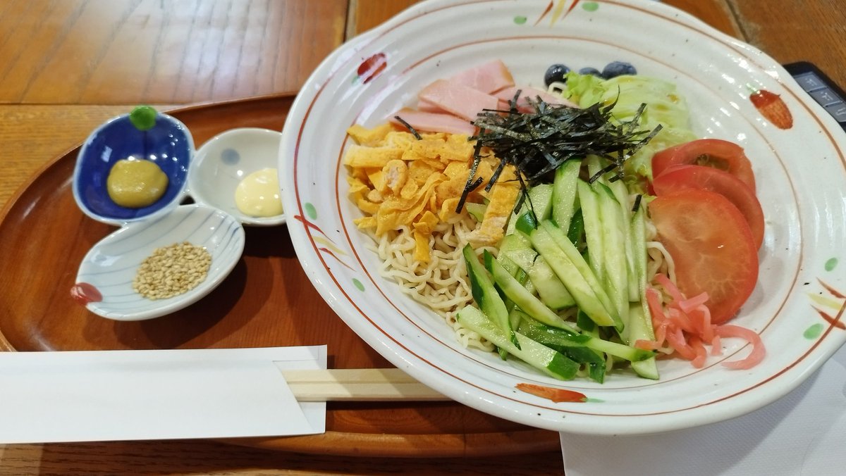 道の駅ななもり向かい「文蔵」で食べる冷やし中華。
高山の細い麺が合う〜
ブルーベリーが乗った冷やし中華初めて見た😆
#飛騨高山