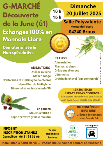 monnaie_libre's tweet photo. Ce G-marché est à la  croisée des départements 04 @departement04 et 06 @AlpesMaritimes , c'est l'occasion idéale pour faire  connaissance avec les junistes du département voisin !

#MonnaieLibre https://t.co/ezOEgIzd0P