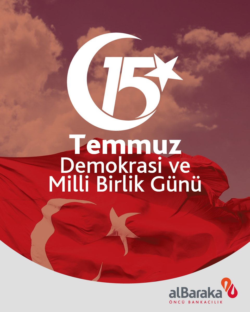 Birlik ve cesaretin sembolü 15 Temmuz Demokrasi ve Milli Birlik Günü'nde şehitlerimizi rahmetle, gazilerimizi minnetle anıyoruz.

#AlbarakaTürk #15TemmuzDemokrasiveMilliBirlikGünü