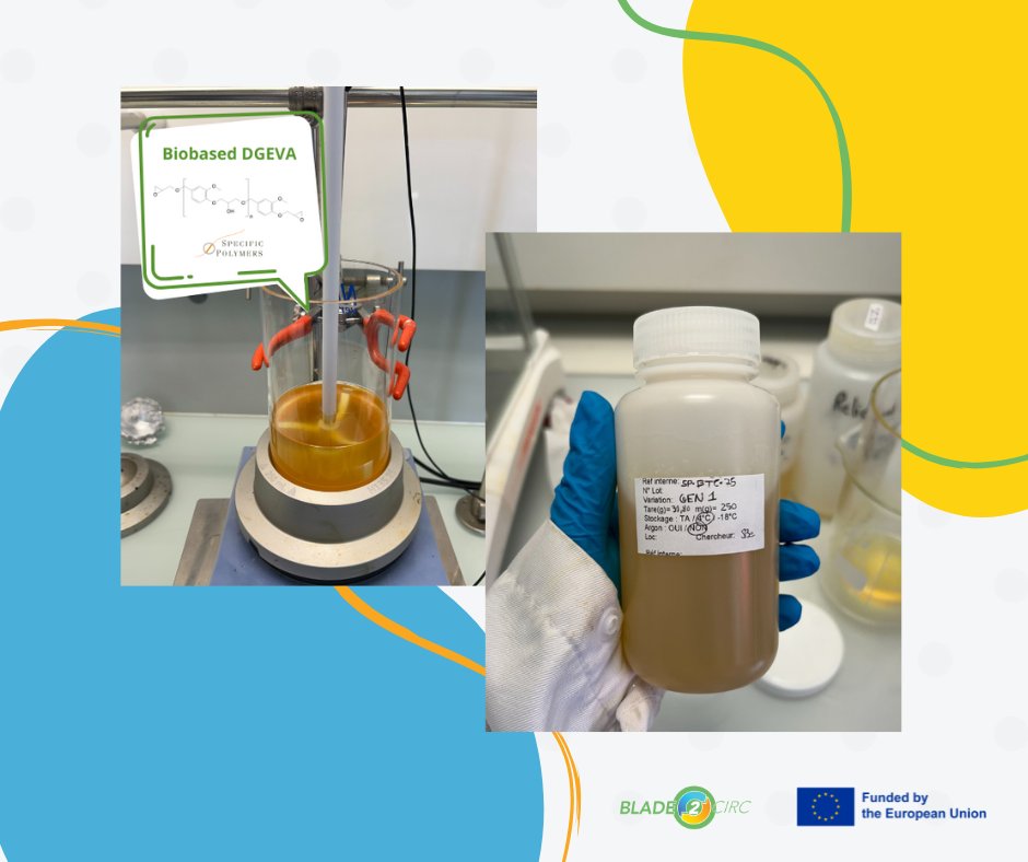 Big step in #BLADE2CIRC! 🎉

<a href="/SP_Polymers/">SPECIFIC POLYMERS</a> just formulated a bisphenol-free, bio-based epoxy resin 🌱🧪

Powered by our own bio-based DGEVA 💡

✅ Infusion-process ready
✅ Tailored for wind blade structural parts ⚙️🌬️

Next up: vitrimer tech to boost recyclability ♻️