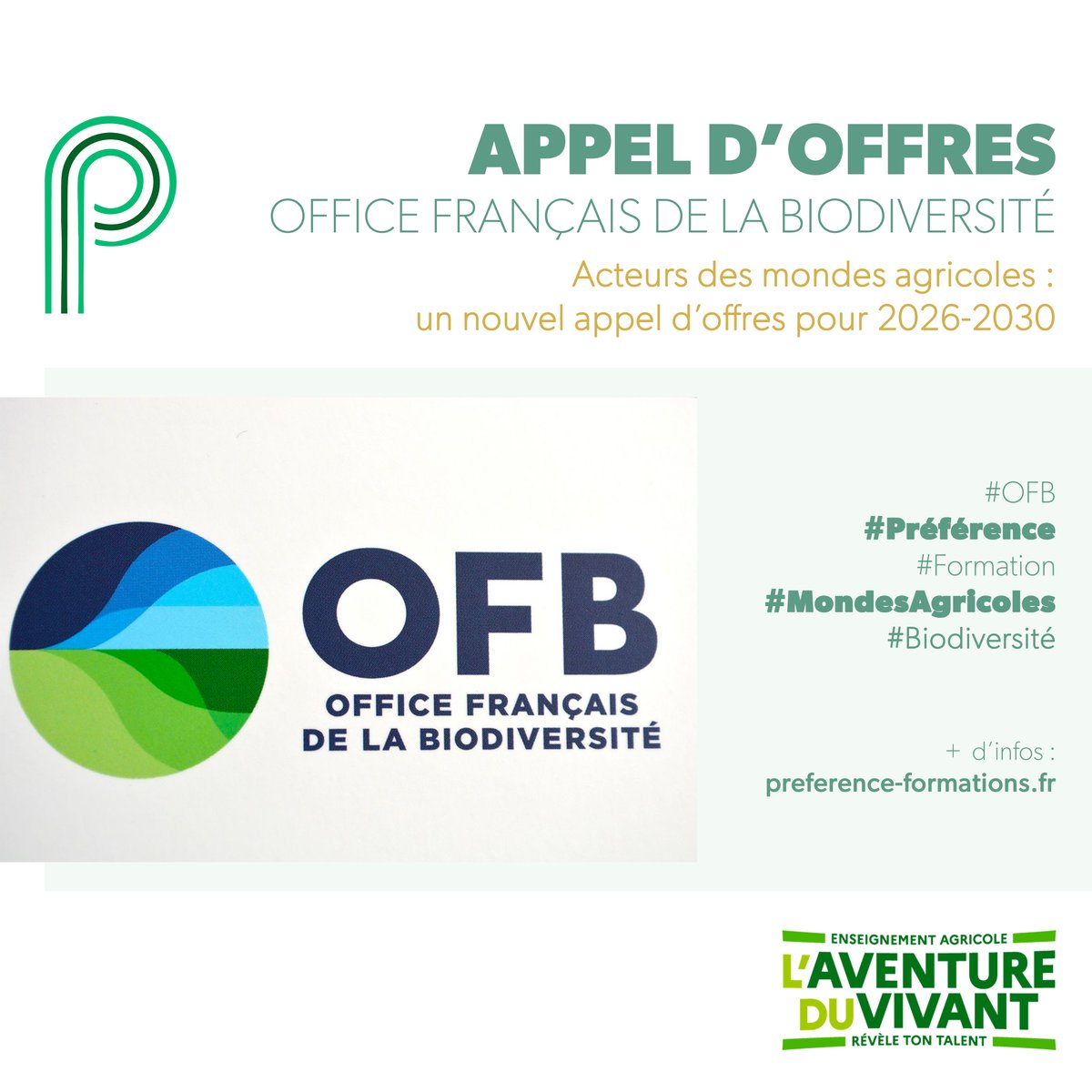 Prfrence3's tweet photo. OFB – Acteurs des mondes agricoles : un nouvel appel d’offres pour 2026-2030
Après une phase d’expé en 2023, puis un premier appel d’offres sur 2024-2025, l’action « Acteurs agricoles » à destination des agents de l'OFB entre désormais dans sa phase de déploiement. https://t.co/mfMoWE6DvG