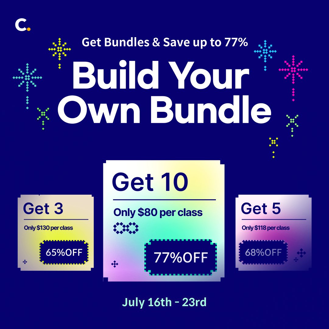 colosoglobal's tweet image. Build Your Own Bundle & Save up to 77% off
✅ Customize your bundle (Up to 10 classes)
✅ Save more with each class you add
✅ Or get 25% off on just one class!
⏰Available only until July 23rd
🔥bit.ly/40RvKwm